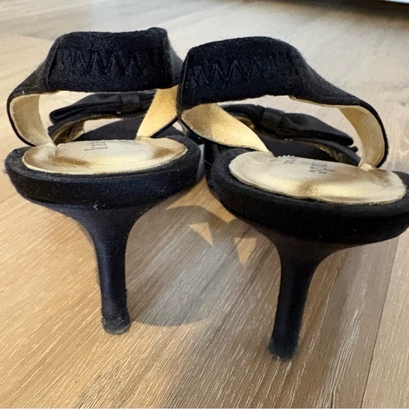 Kate Spade Black Slign Back Heels with Bow Accent - Picture 2 of 3